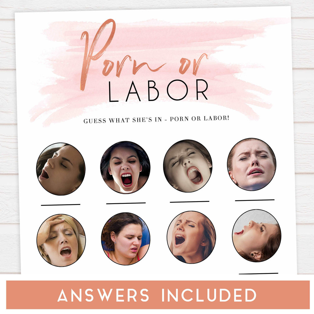 Pink swash baby games, labor or porn, baby bump, boobs or butts game, printable baby games, fun baby games, pink baby shower, top baby games, fun baby games, its a girl baby game