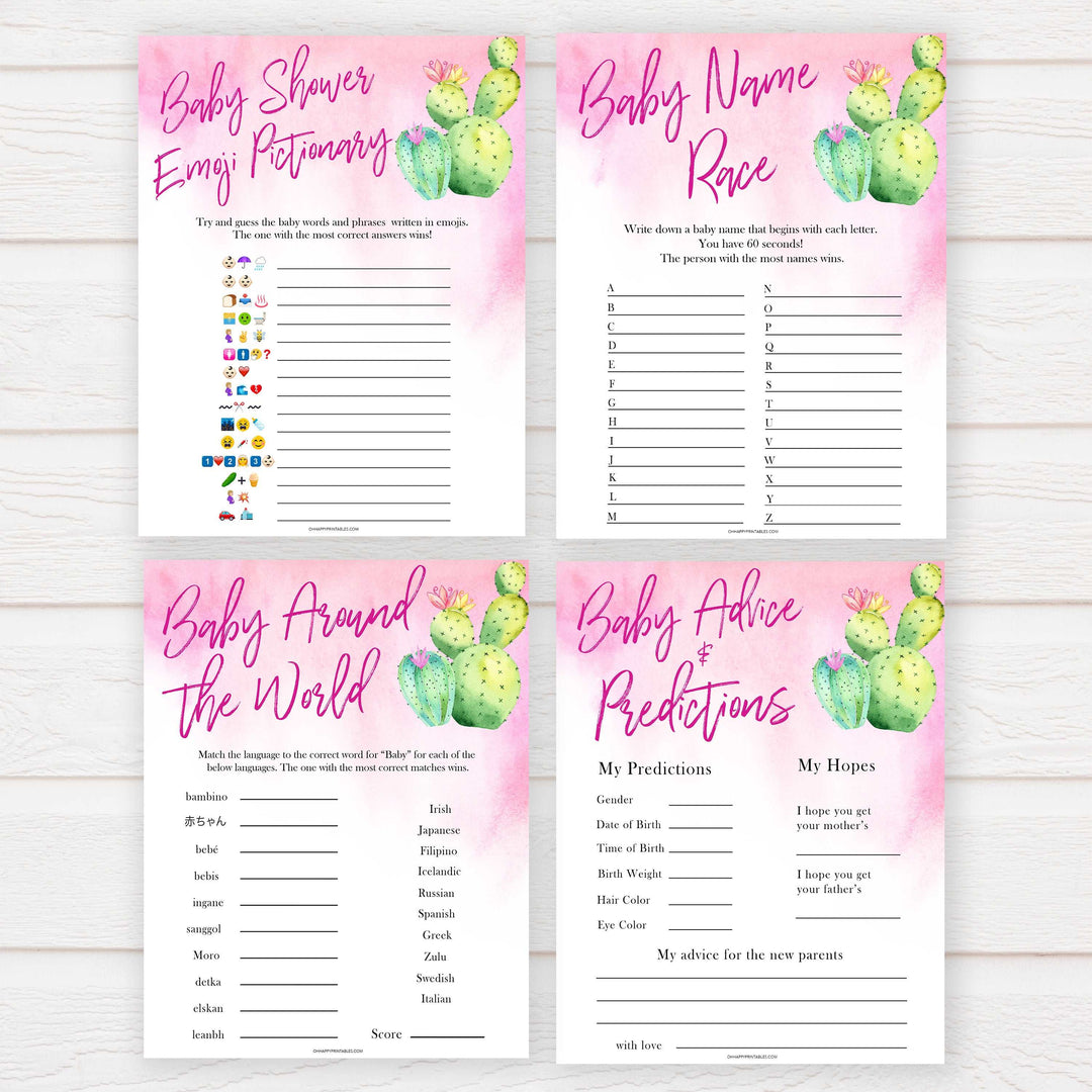10 baby shower games, cactus baby shower, baby shower bundle, printable baby games, fun baby games, labor or porn games, baby bump game