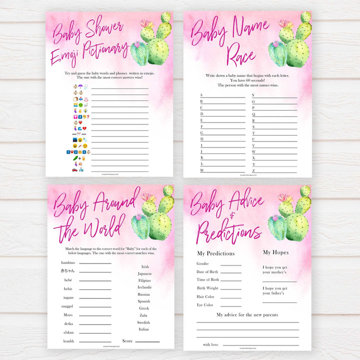 10 baby shower games, cactus baby shower, baby shower bundle, printable baby games, fun baby games, labor or porn games, baby bump game