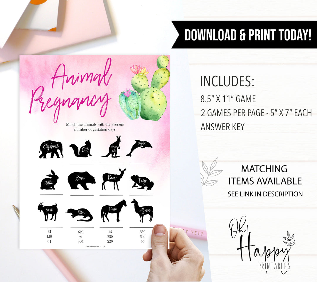 Cactus baby shower games, cactus animal pregnancy baby game, printable baby games, Mexican baby shower, Mexican baby games, fiesta baby games, popular baby games, printable baby games