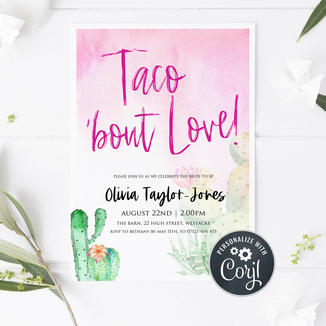 editable taco bridal shower invitation, editable final fiesta bridal shower invitations, editable bridal invites, printable bridal shower invitations
