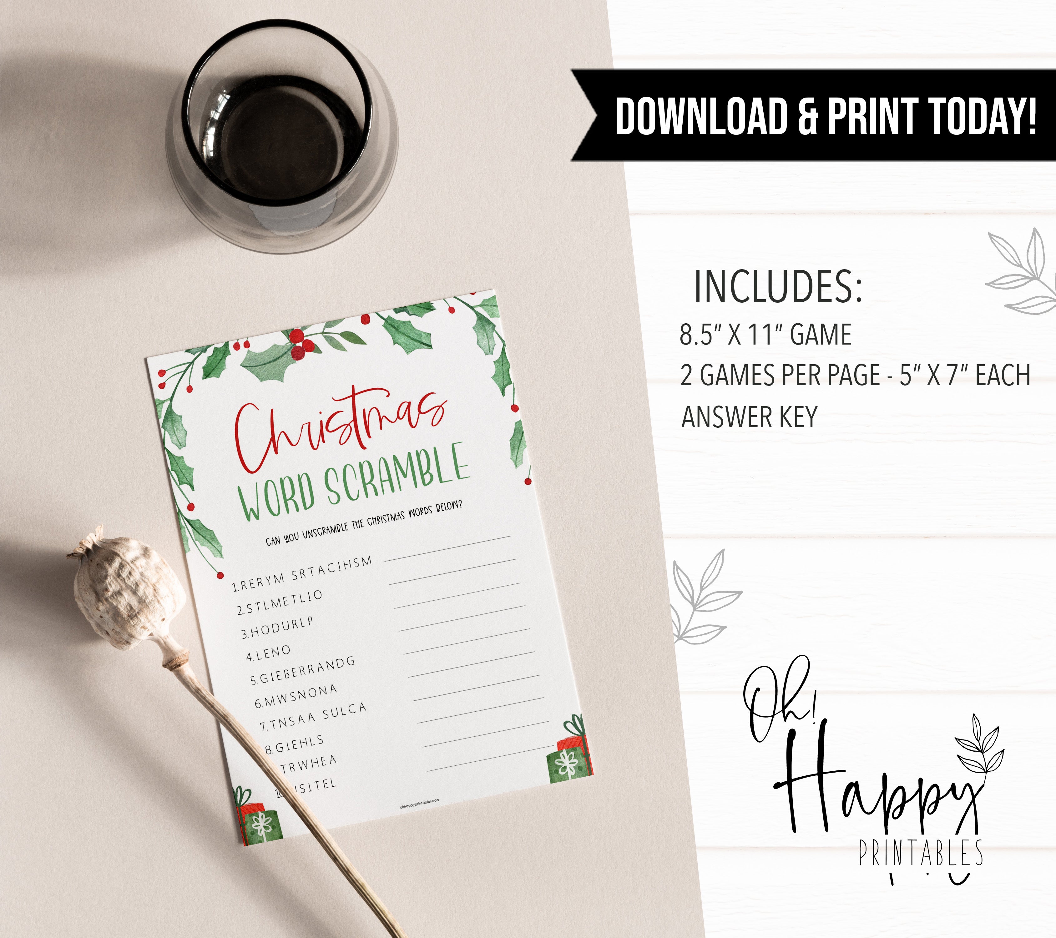 christmas word scramble game, christmas party game, fun christmas games, fun festive games, xmas games, Christmas party games