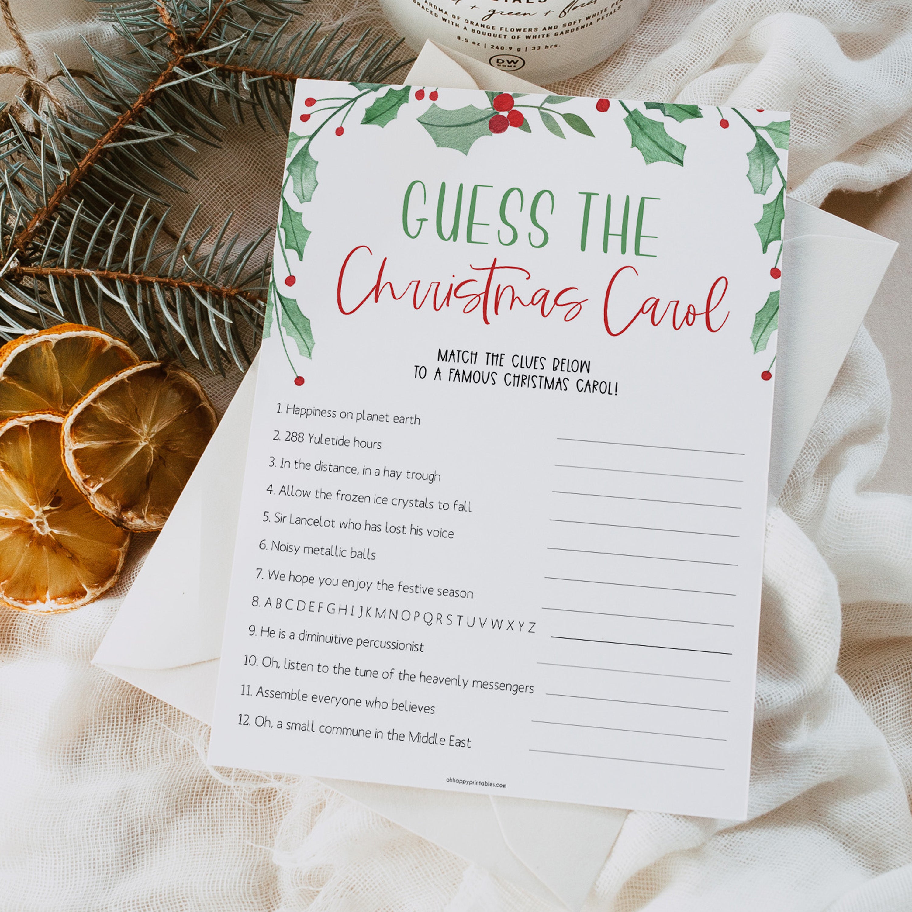 christmas carol game, christmas party game, fun christmas games, fun festive games, xmas games, Christmas party games