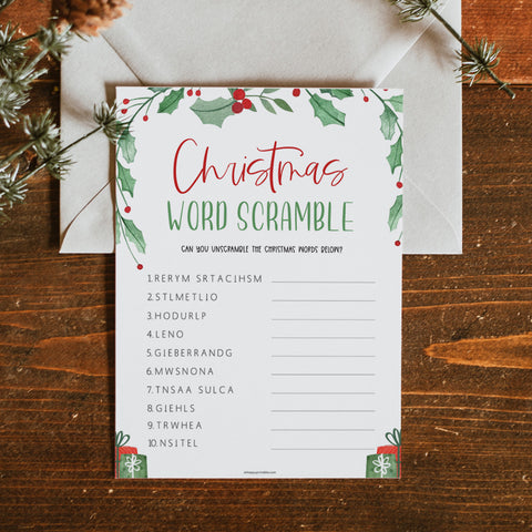 christmas word scramble game, christmas party game, fun christmas games, fun festive games, xmas games, Christmas party games