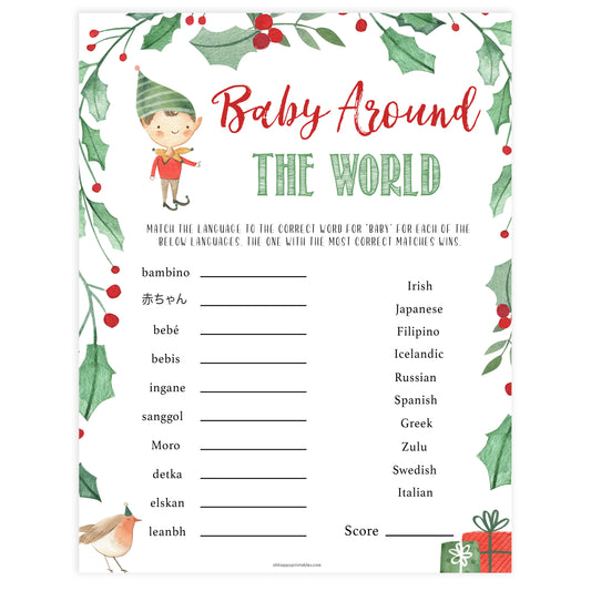 Christmas baby shower games, baby around the world, festive baby shower games, best baby shower games, top 10 baby games, baby shower ideas, baby shower games