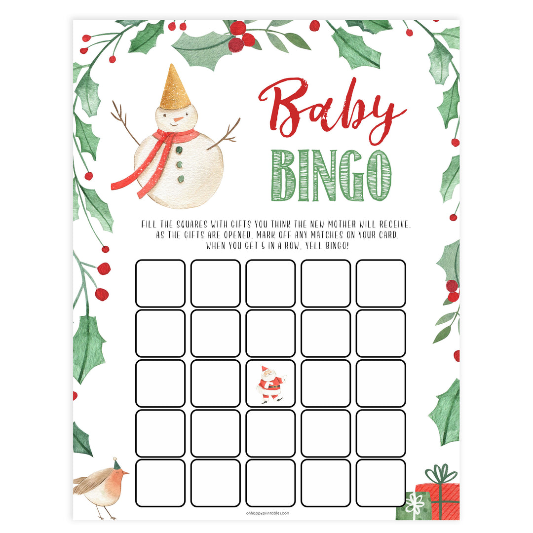 Christmas baby shower games, Baby Shower Bingo festive baby shower games, best baby shower games, top 10 baby games, baby shower ideas, baby shower games