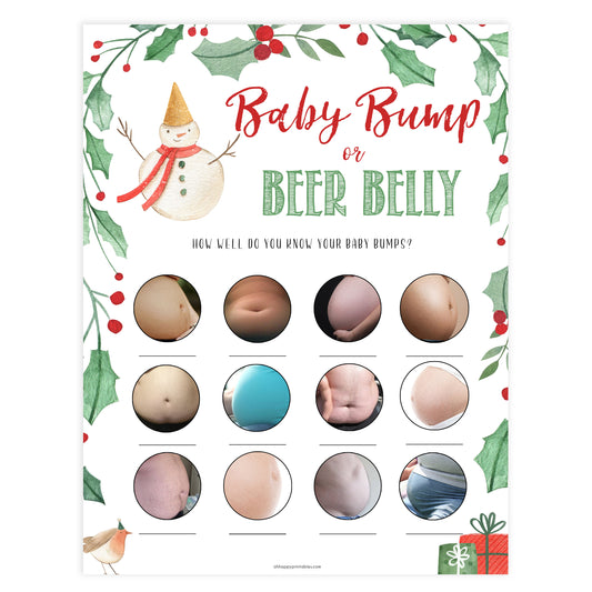 Christmas baby shower games, baby bump or beer belly, festive baby shower games, best baby shower games, top 10 baby games, baby shower ideas, baby shower games