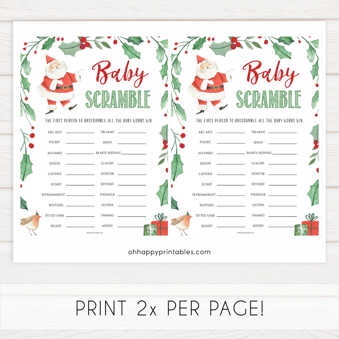 Christmas baby shower games, baby shower scramble, festive baby shower games, best baby shower games, top 10 baby games, baby shower ideas, baby shower games