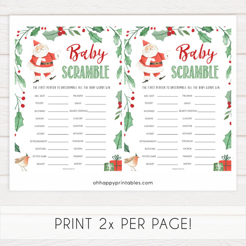 Christmas baby shower games, baby shower scramble, festive baby shower games, best baby shower games, top 10 baby games, baby shower ideas, baby shower games