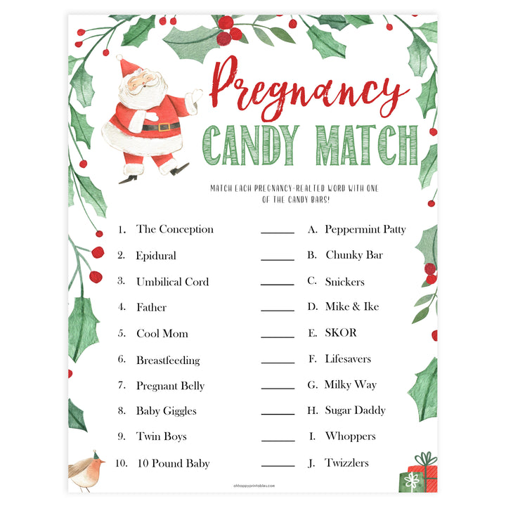 Christmas baby shower games, pregnancy candy match, festive baby shower games, best baby shower games, top 10 baby games, baby shower ideas, baby shower games