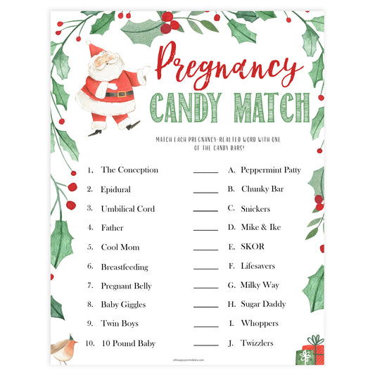 Christmas baby shower games, pregnancy candy match, festive baby shower games, best baby shower games, top 10 baby games, baby shower ideas, baby shower games