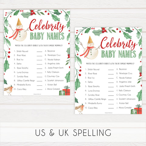 Christmas baby shower games, celebrity baby names, festive baby shower games, best baby shower games, top 10 baby games, baby shower ideas, baby shower games