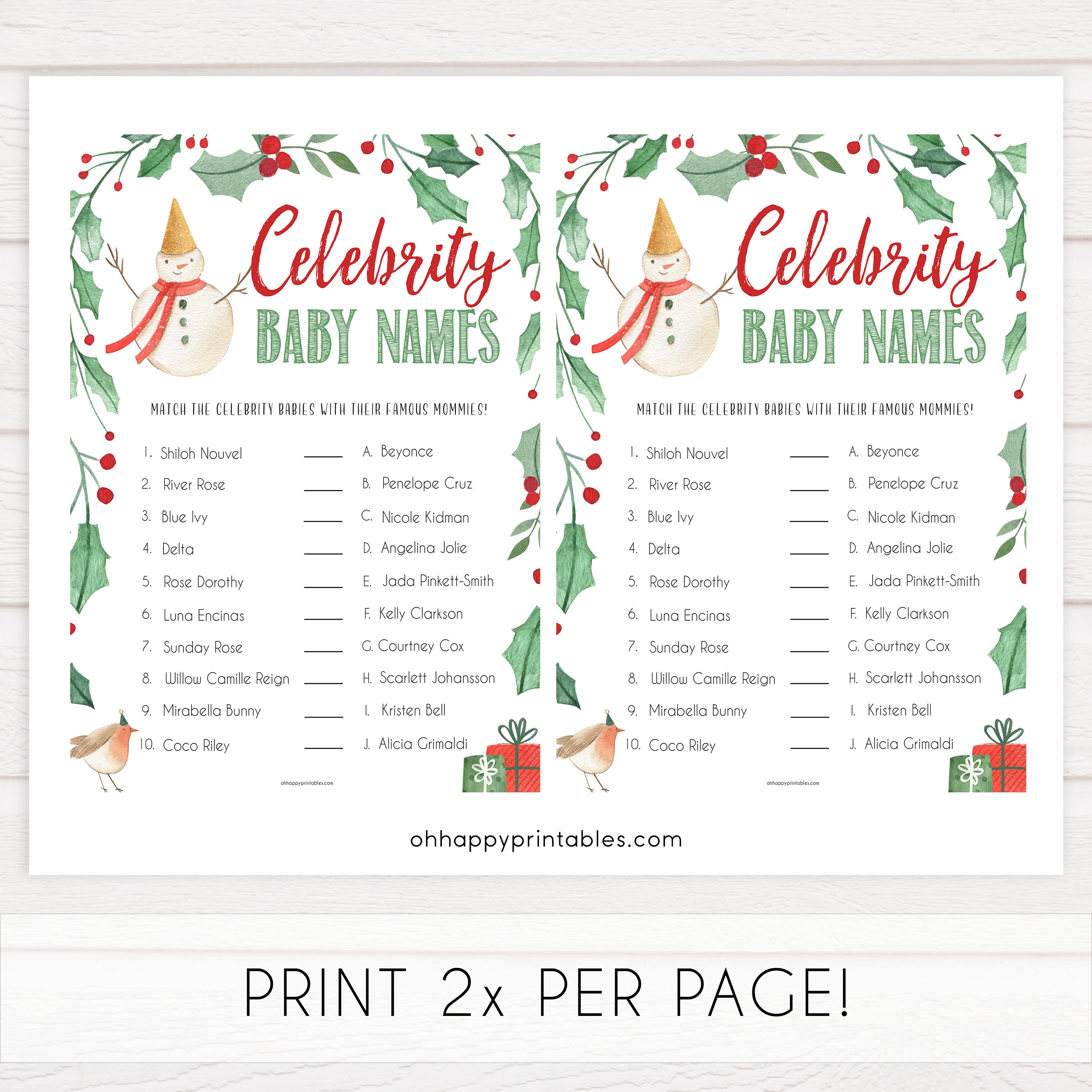 Christmas baby shower games, celebrity baby names, festive baby shower games, best baby shower games, top 10 baby games, baby shower ideas, baby shower games