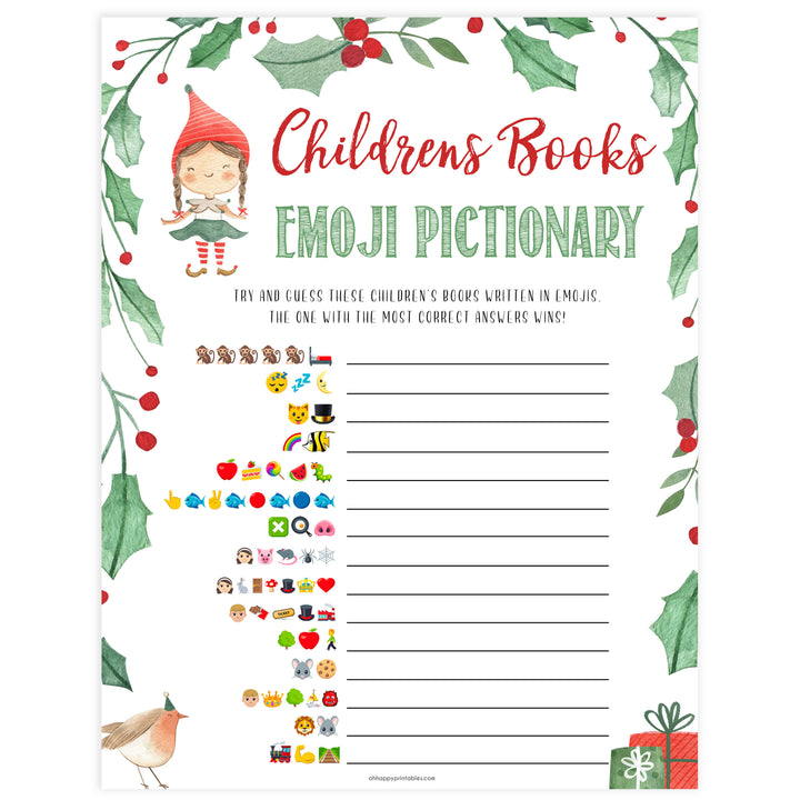 Christmas baby shower games, childrens books emoji pictionary, festive baby shower games, best baby shower games, top 10 baby games, baby shower ideas, baby shower games