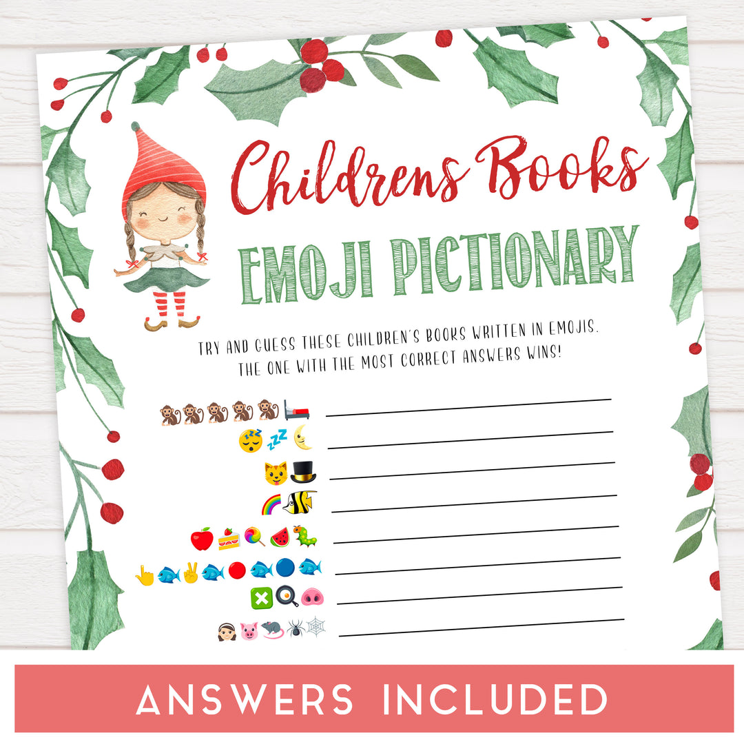 Christmas baby shower games, childrens books emoji pictionary, festive baby shower games, best baby shower games, top 10 baby games, baby shower ideas, baby shower games