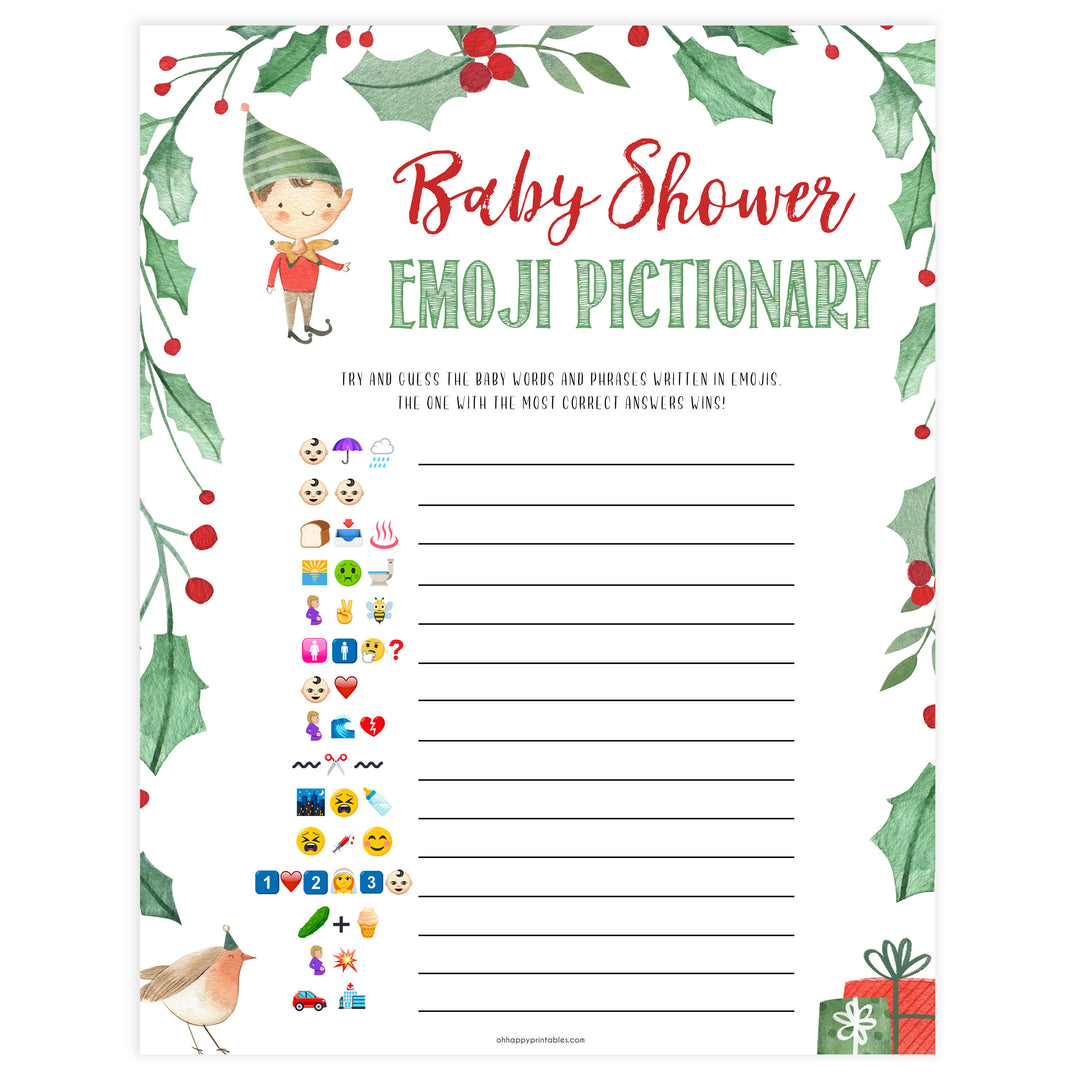 Christmas baby shower games, baby shower emoji pictionary, festive baby shower games, best baby shower games, top 10 baby games, baby shower ideas, baby shower games