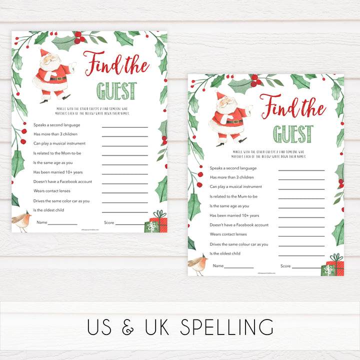 Christmas baby shower games, find the guest, festive baby shower games, best baby shower games, top 10 baby games, baby shower ideas, baby shower games