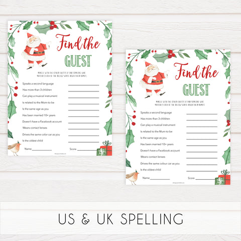 Christmas baby shower games, find the guest, festive baby shower games, best baby shower games, top 10 baby games, baby shower ideas, baby shower games