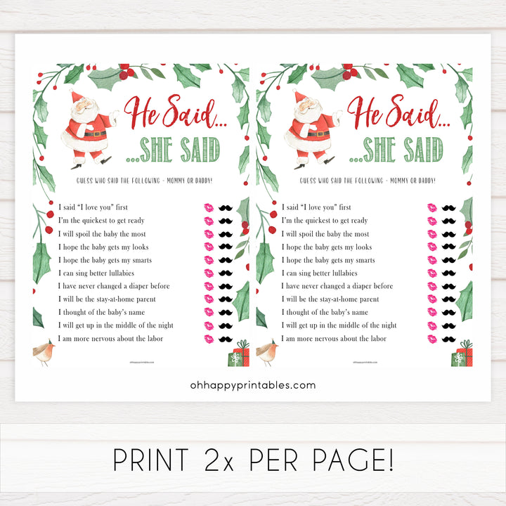 Christmas baby shower games, he said she said, festive baby shower games, best baby shower games, top 10 baby games, baby shower ideas, baby shower games