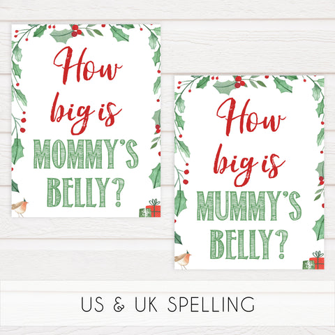 Christmas baby shower games, how big is mommys belly, festive baby shower games, best baby shower games, top 10 baby games, baby shower ideas, baby shower games