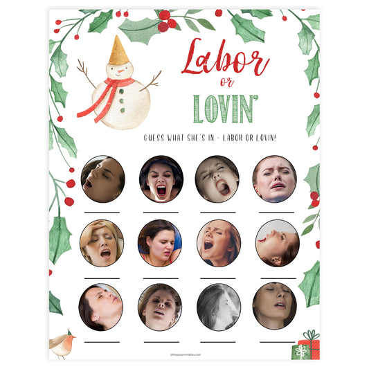 Christmas baby shower games, labor or lovin, labor or porn game, festive baby shower games, best baby shower games, top 10 baby games, baby shower ideas, baby shower games