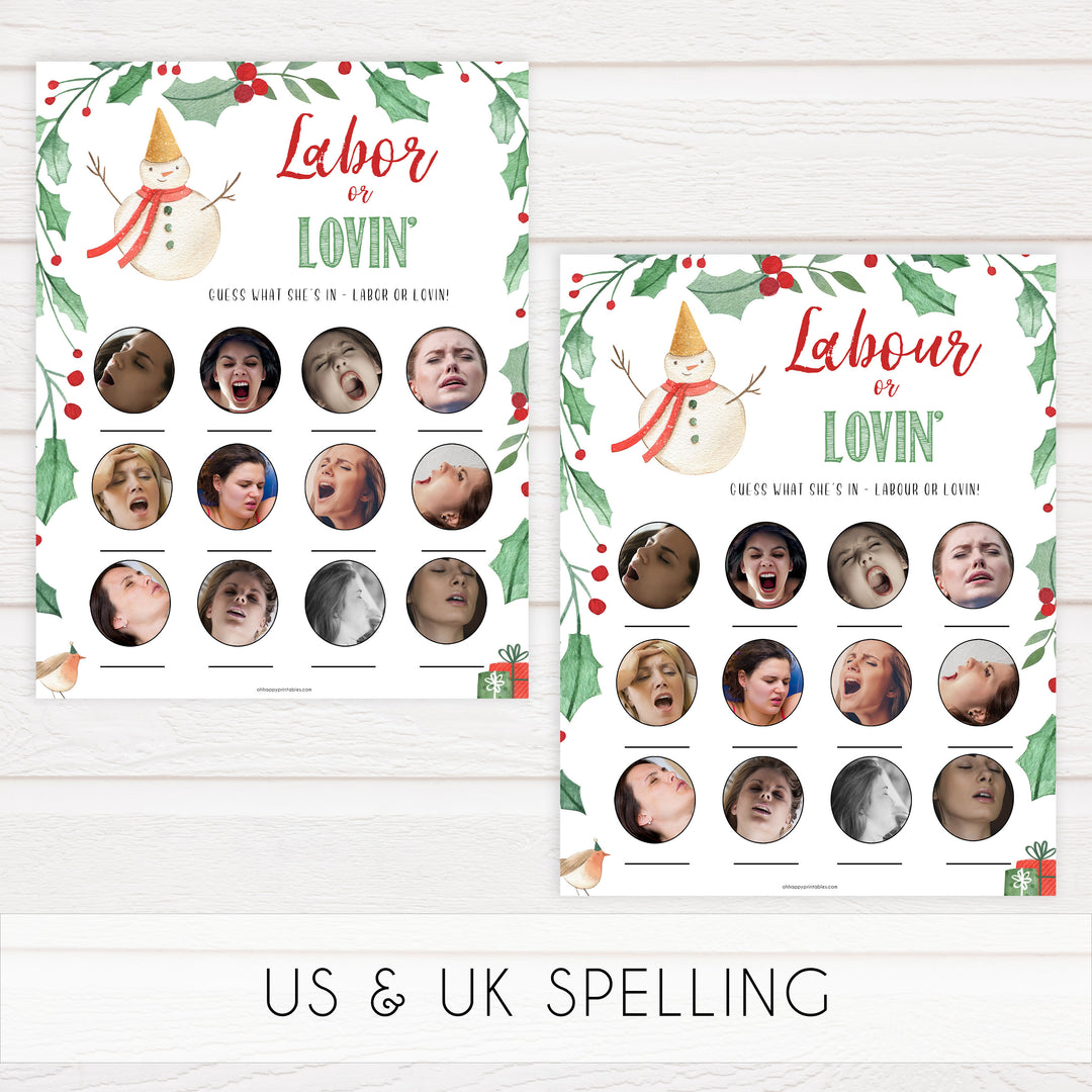 Christmas baby shower games, labor or lovin, labor or porn game, festive baby shower games, best baby shower games, top 10 baby games, baby shower ideas, baby shower games