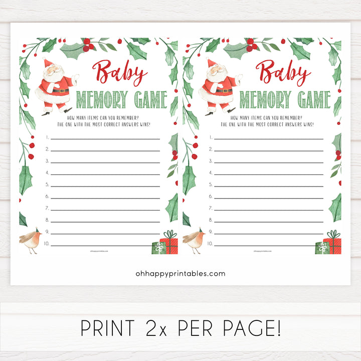Christmas baby shower games, baby memory game, festive baby shower games, best baby shower games, top 10 baby games, baby shower ideas, baby shower games