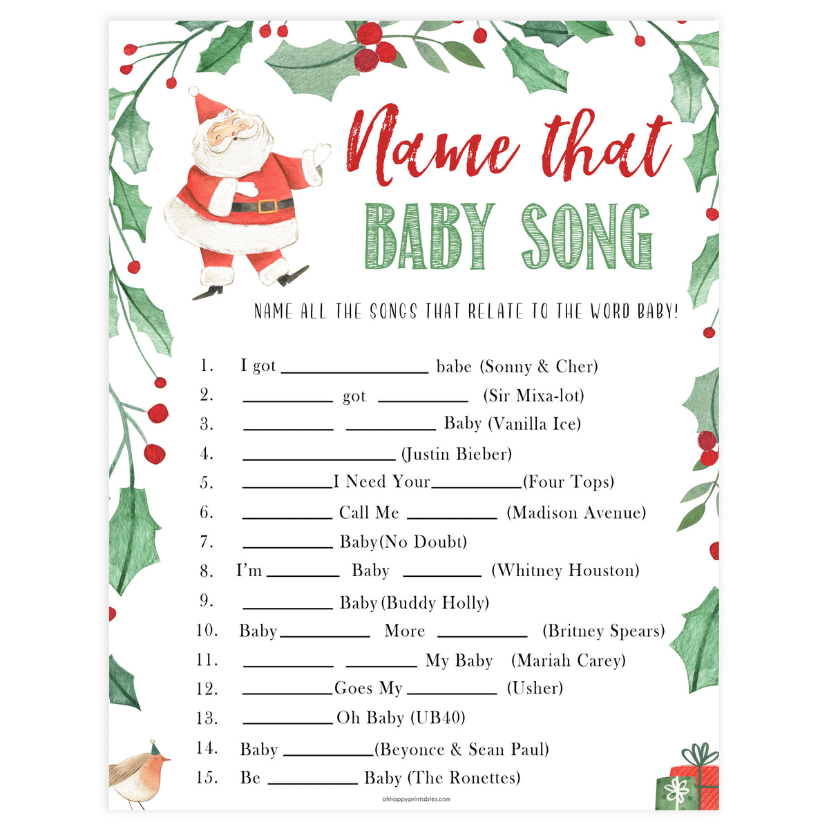 Christmas baby shower games, name that baby song, festive baby shower games, best baby shower games, top 10 baby games, baby shower ideas, baby shower games