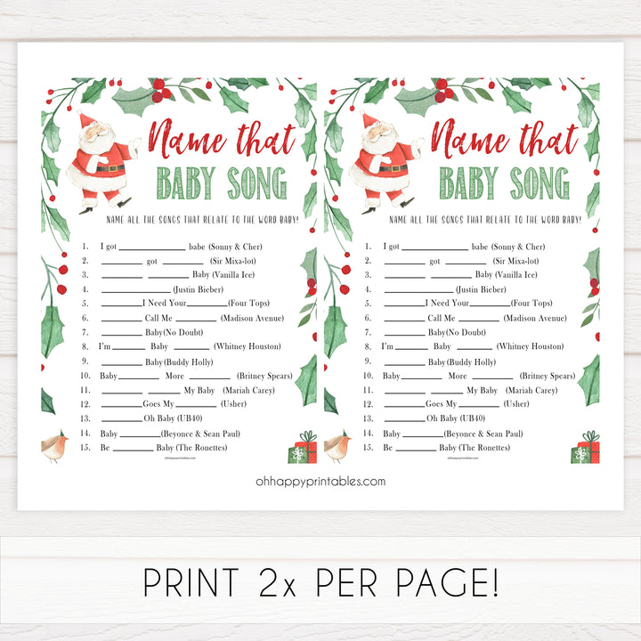 Christmas baby shower games, name that baby song, festive baby shower games, best baby shower games, top 10 baby games, baby shower ideas, baby shower games