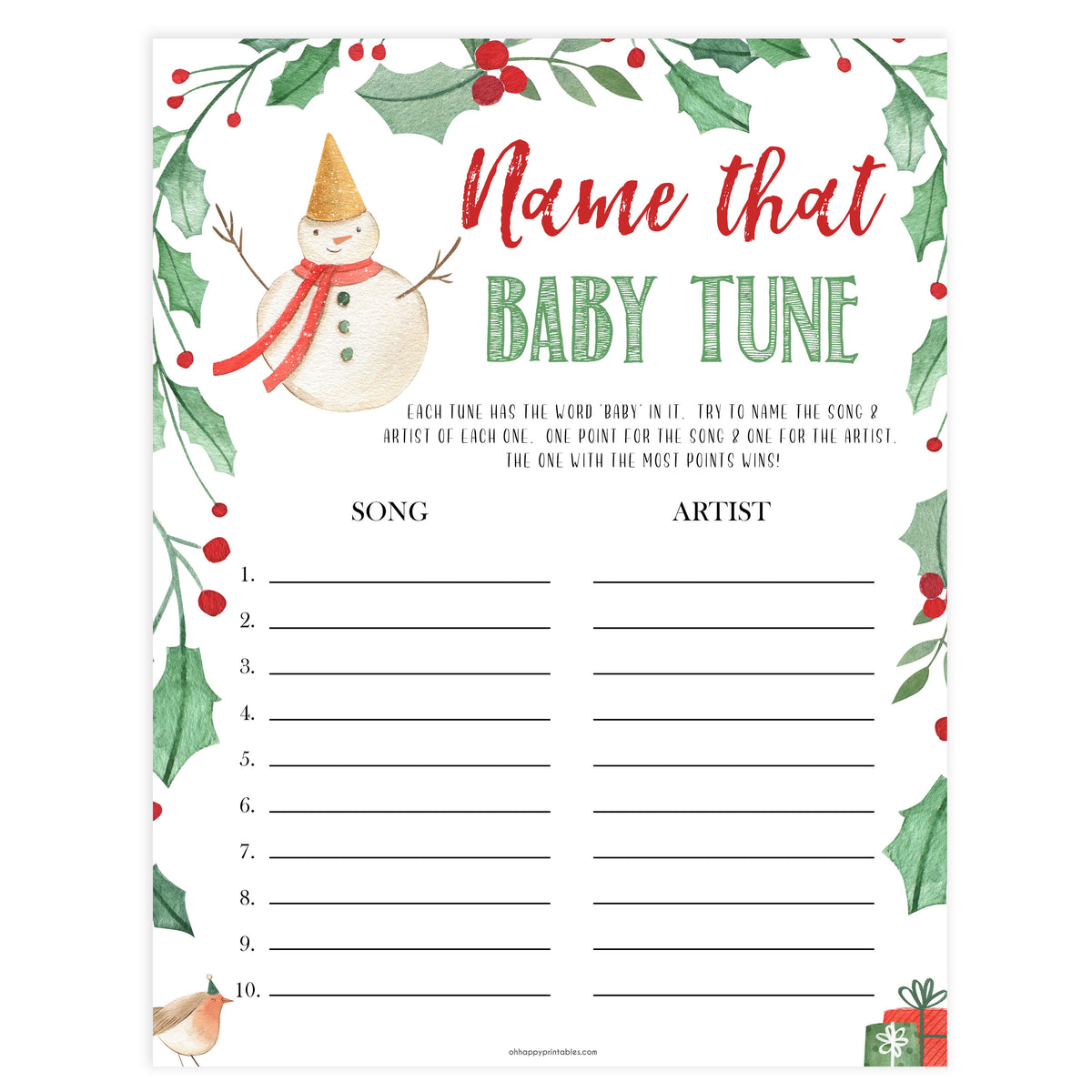 Christmas baby shower games, name that baby tune, festive baby shower games, best baby shower games, top 10 baby games, baby shower ideas, baby shower games
