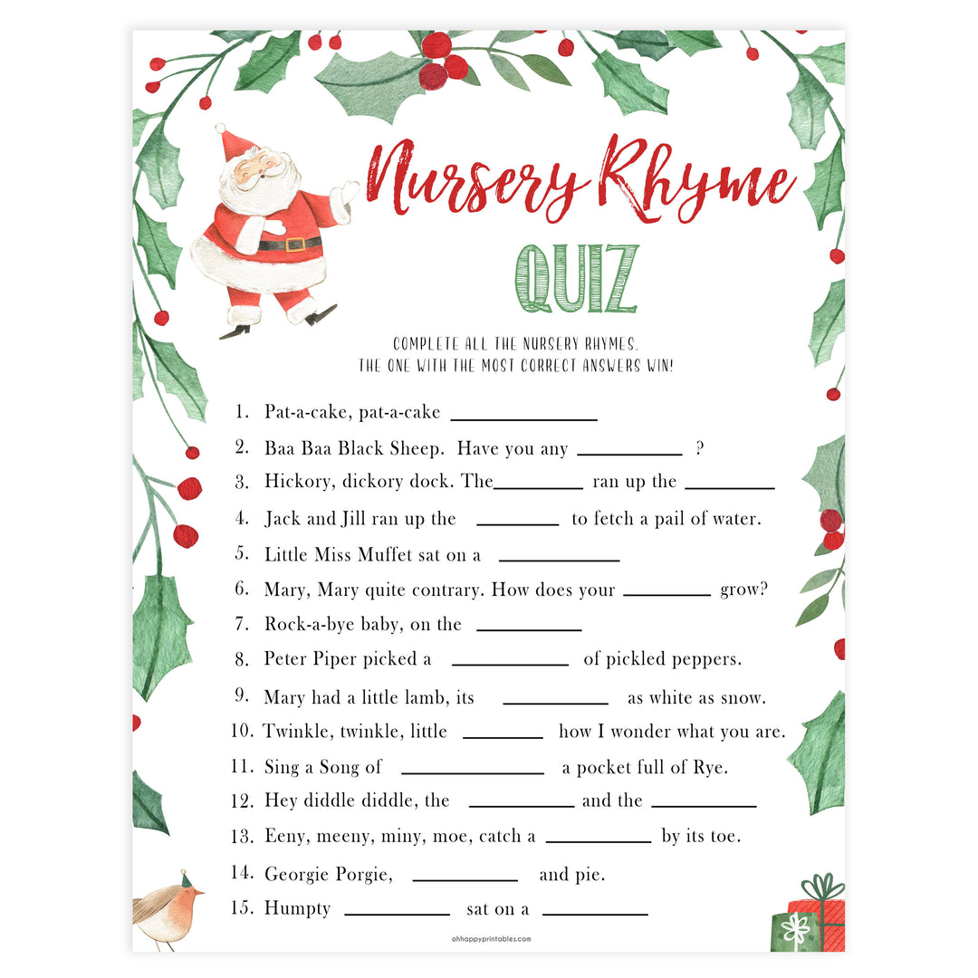 Christmas baby shower games, nursery rhyme quiz, festive baby shower games, best baby shower games, top 10 baby games, baby shower ideas, baby shower games