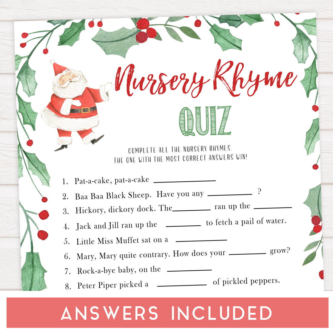 Christmas baby shower games, nursery rhyme quiz, festive baby shower games, best baby shower games, top 10 baby games, baby shower ideas, baby shower games