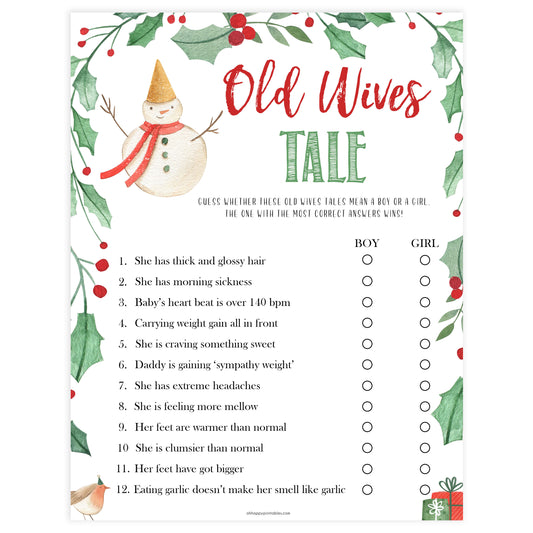 Christmas baby shower games, old wives tale baby game, festive baby shower games, best baby shower games, top 10 baby games, baby shower ideas, baby shower games