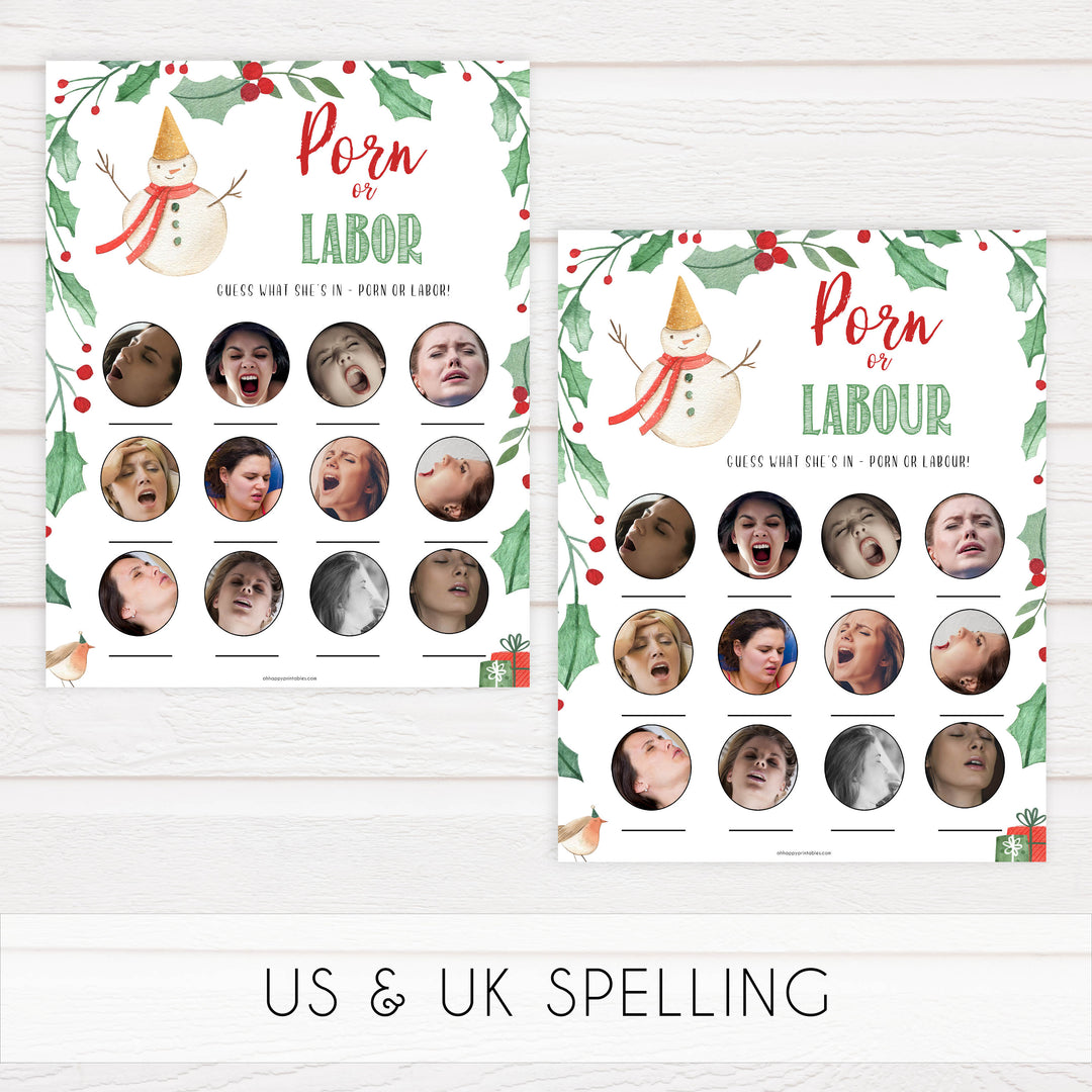 Christmas baby shower games, porn or labor, festive baby shower games, best baby shower games, top 10 baby games, baby shower ideas, baby shower games