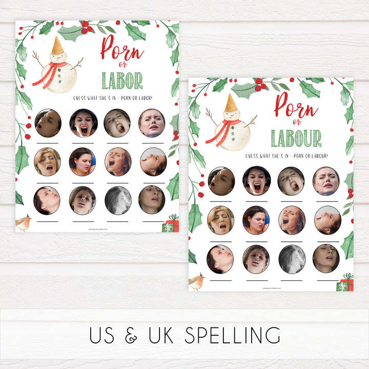 Christmas baby shower games, porn or labor, festive baby shower games, best baby shower games, top 10 baby games, baby shower ideas, baby shower games
