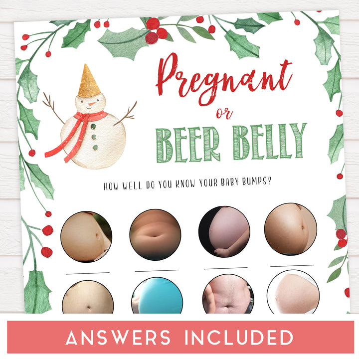 Christmas baby shower games, baby bump or beer belly festive baby shower games, best baby shower games, top 10 baby games, baby shower ideas, baby shower games