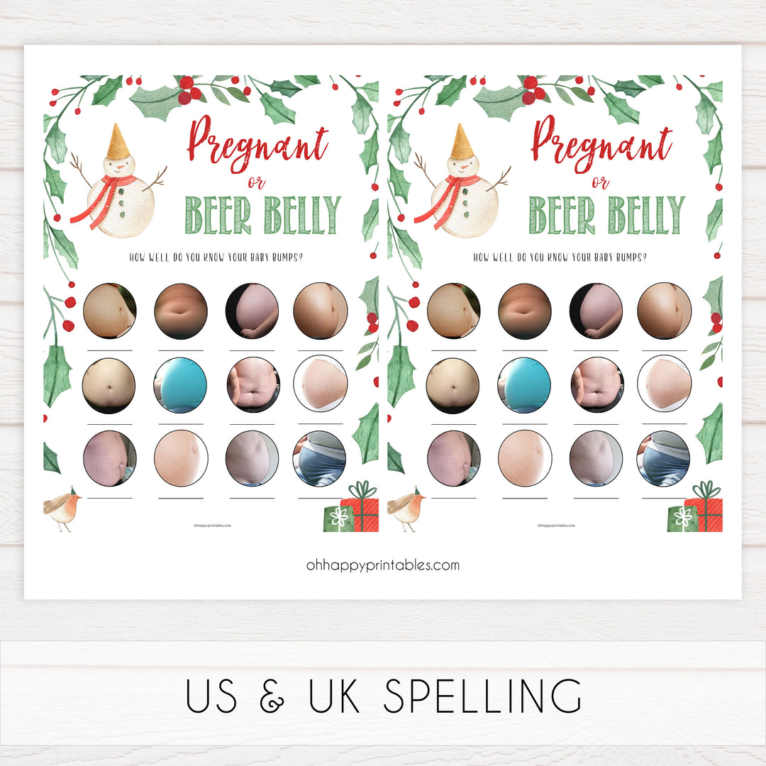 Christmas baby shower games, baby bump or beer belly festive baby shower games, best baby shower games, top 10 baby games, baby shower ideas, baby shower games