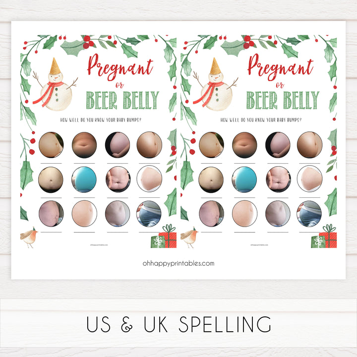 Christmas baby shower games, baby bump or beer belly festive baby shower games, best baby shower games, top 10 baby games, baby shower ideas, baby shower games