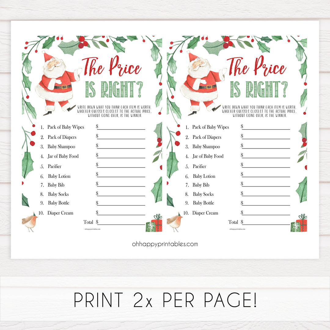 Christmas baby shower games, the price is right, festive baby shower games, best baby shower games, top 10 baby games, baby shower ideas, baby shower games