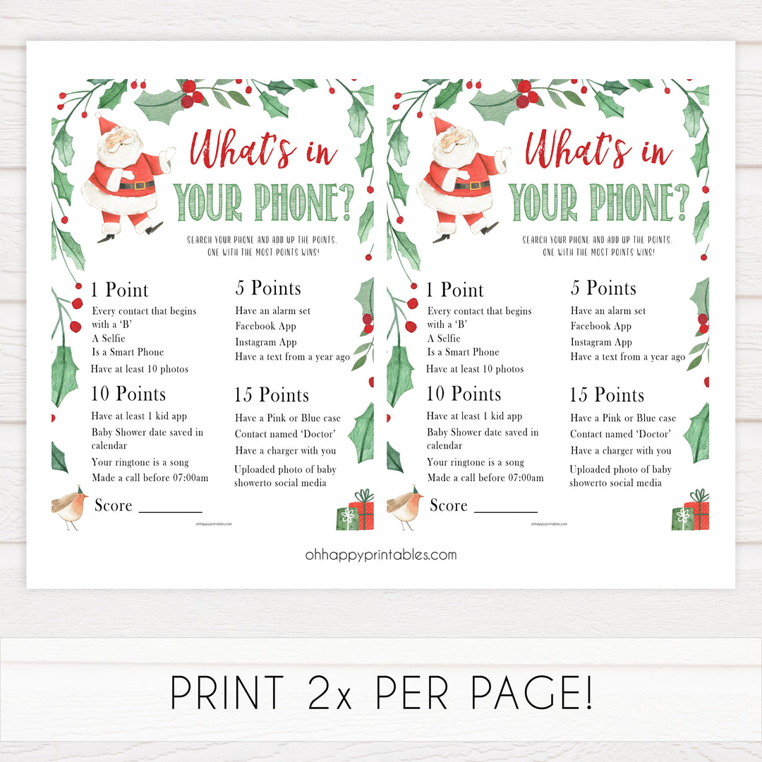 CH Whats in your phone 4 whats in your phone game - christmas printable baby games