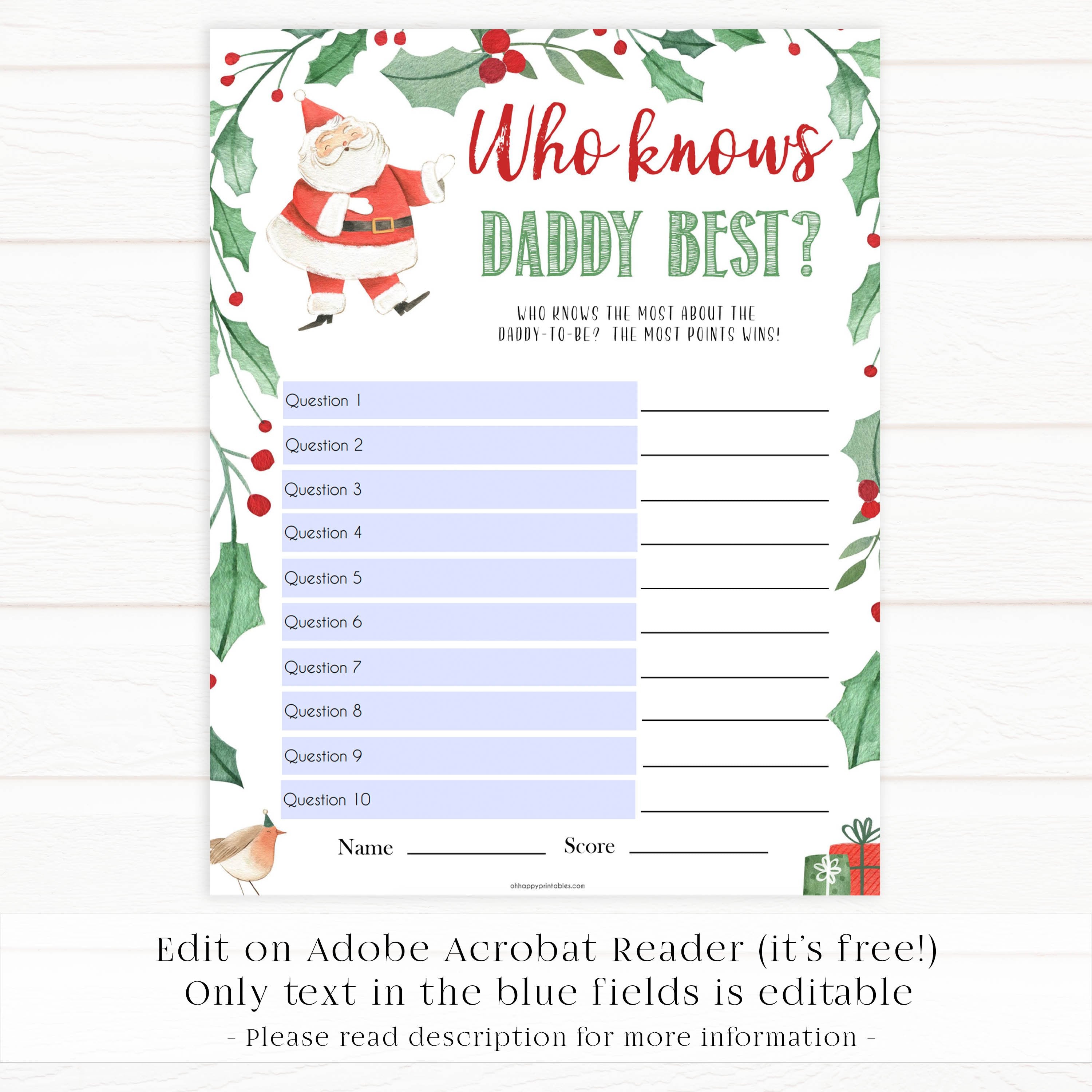 Christmas baby shower games, who knows daddy best, festive baby shower games, best baby shower games, top 10 baby games, baby shower ideas, baby shower games