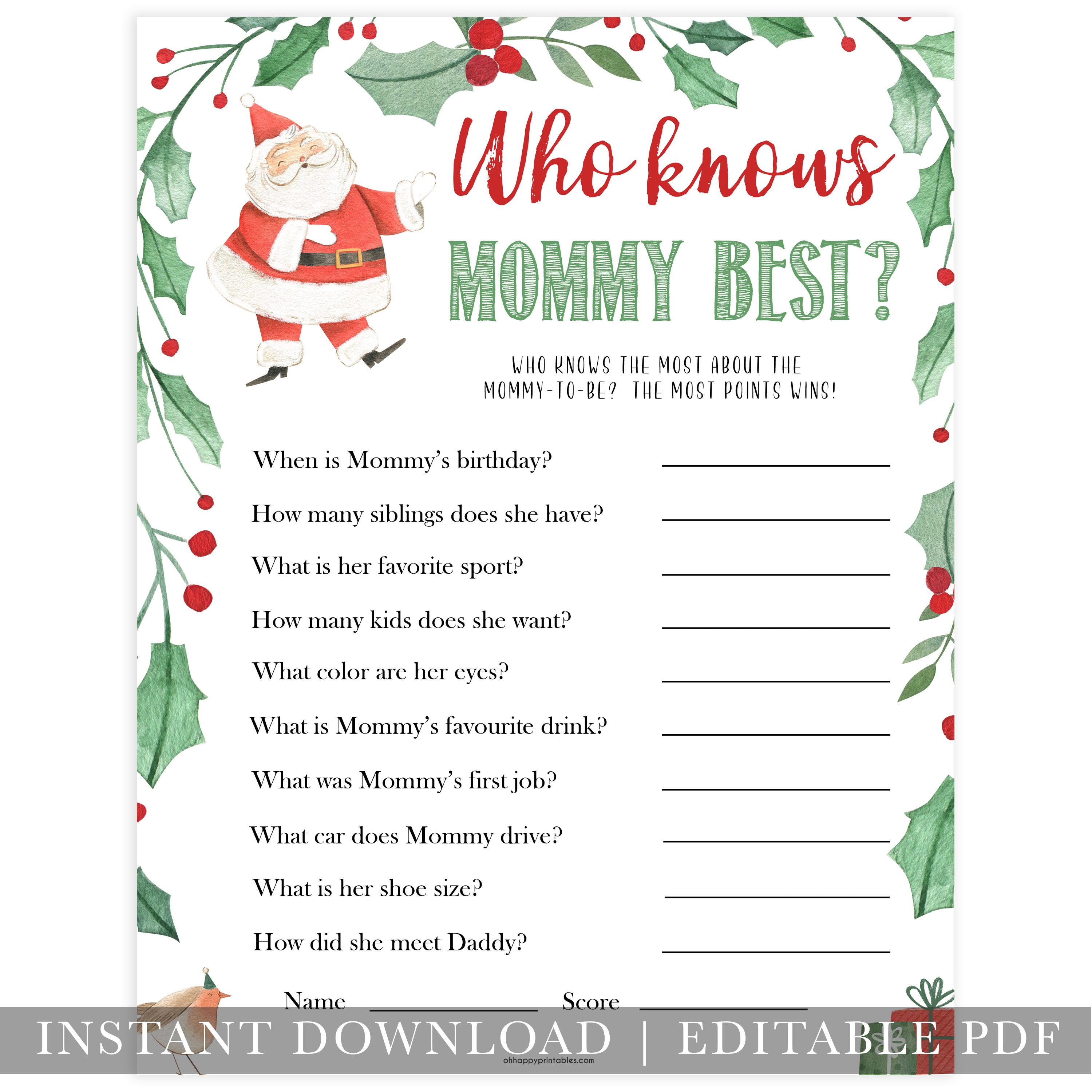 Christmas baby shower games, who knows mommy best, festive baby shower games, best baby shower games, top 10 baby games, baby shower ideas, baby shower games