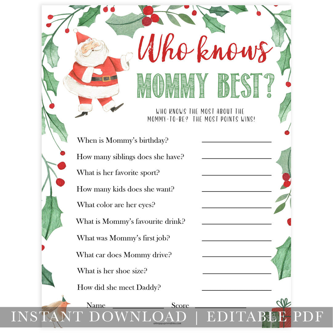 Christmas baby shower games, who knows mommy best, festive baby shower games, best baby shower games, top 10 baby games, baby shower ideas, baby shower games