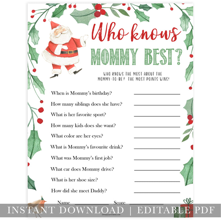 Christmas baby shower games, who knows mommy best, festive baby shower games, best baby shower games, top 10 baby games, baby shower ideas, baby shower games