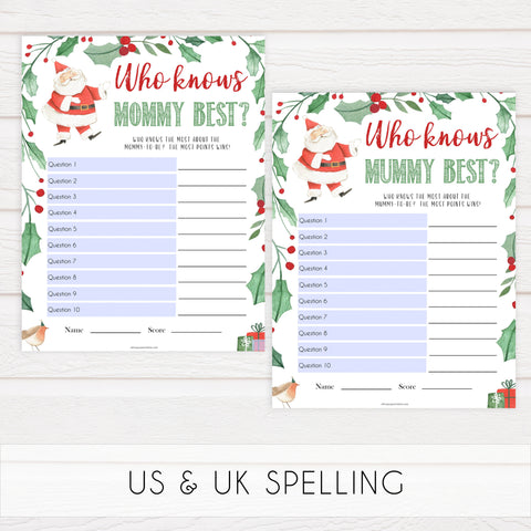Christmas baby shower games, who knows mommy best, festive baby shower games, best baby shower games, top 10 baby games, baby shower ideas, baby shower games