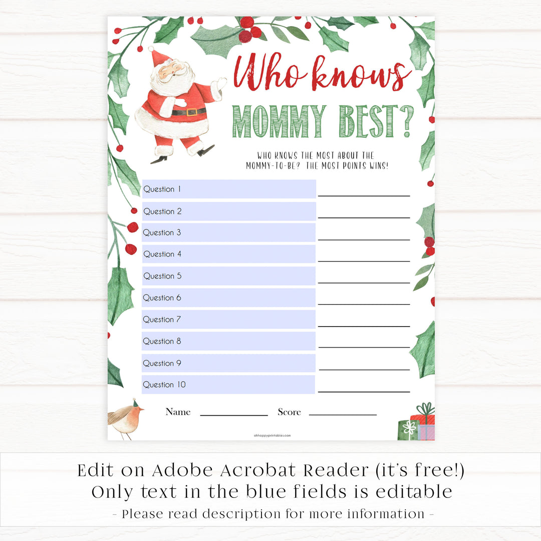 Christmas baby shower games, who knows mommy best, festive baby shower games, best baby shower games, top 10 baby games, baby shower ideas, baby shower games