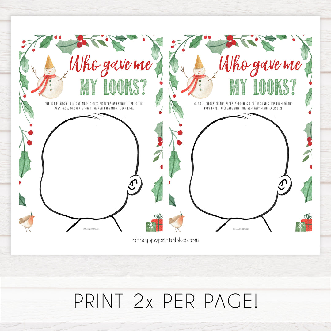 Christmas baby shower games, who gave me my looks, festive baby shower games, best baby shower games, top 10 baby games, baby shower ideas, baby shower games