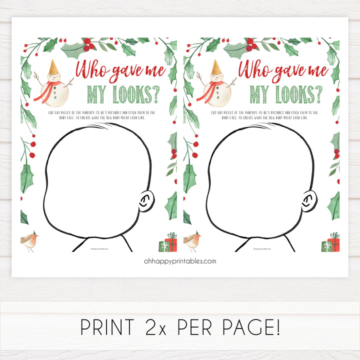 Christmas baby shower games, who gave me my looks, festive baby shower games, best baby shower games, top 10 baby games, baby shower ideas, baby shower games