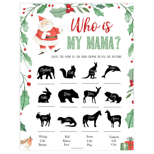 Christmas baby shower games, who is my mama, festive baby shower games, best baby shower games, top 10 baby games, baby shower ideas, baby shower games