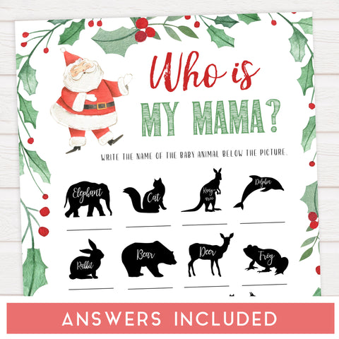 Christmas baby shower games, who is my mama, festive baby shower games, best baby shower games, top 10 baby games, baby shower ideas, baby shower games